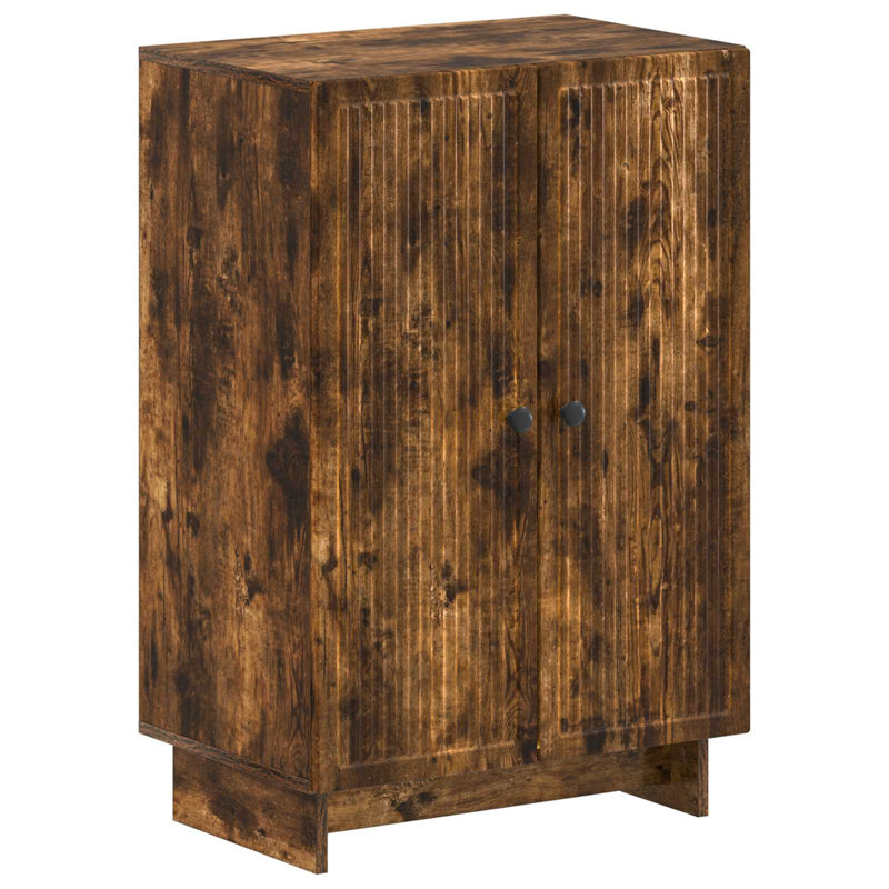  Shoe Cabinet with Shelf with Storage EDE Engineered Wood Footwear Rack, Smoked Oak, 90 cm H x 59.5 cm W x 39.5 cm D
