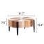 Table basse en forme de fleur rustique, 31,7 po de diamètre, fabriquée en bois manufacturé avec des pieds en métal pour le décor du salon