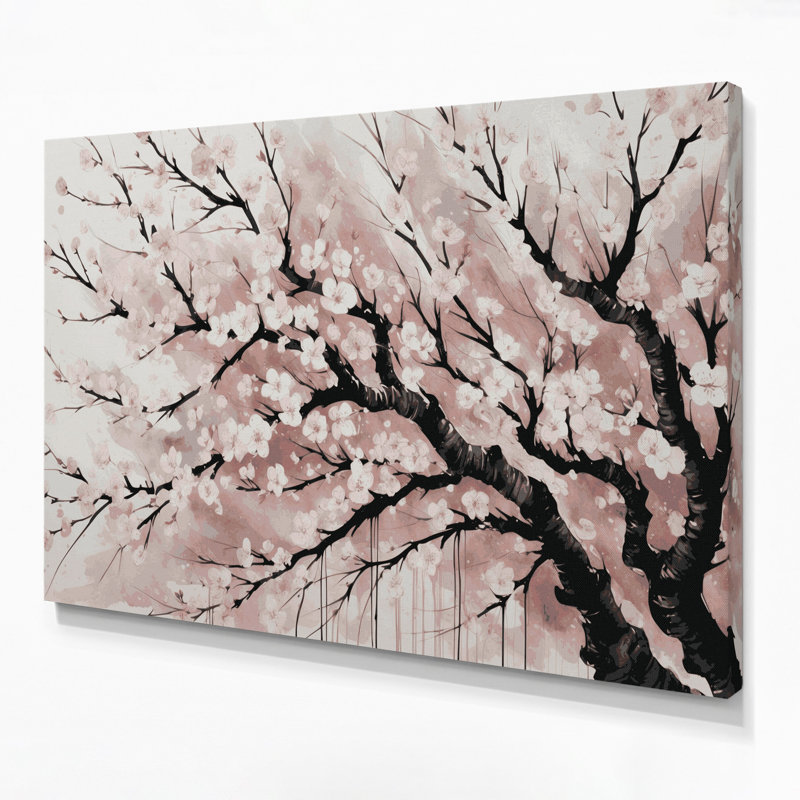 Art mural sur toile Botanical Cherry Tree Branches, H 11 po x l 14 po