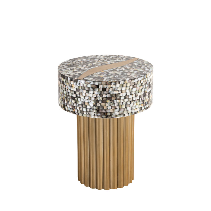 Table de bout moderne avec opulence en nacre et acier inoxydable et table contemporaine: Charm