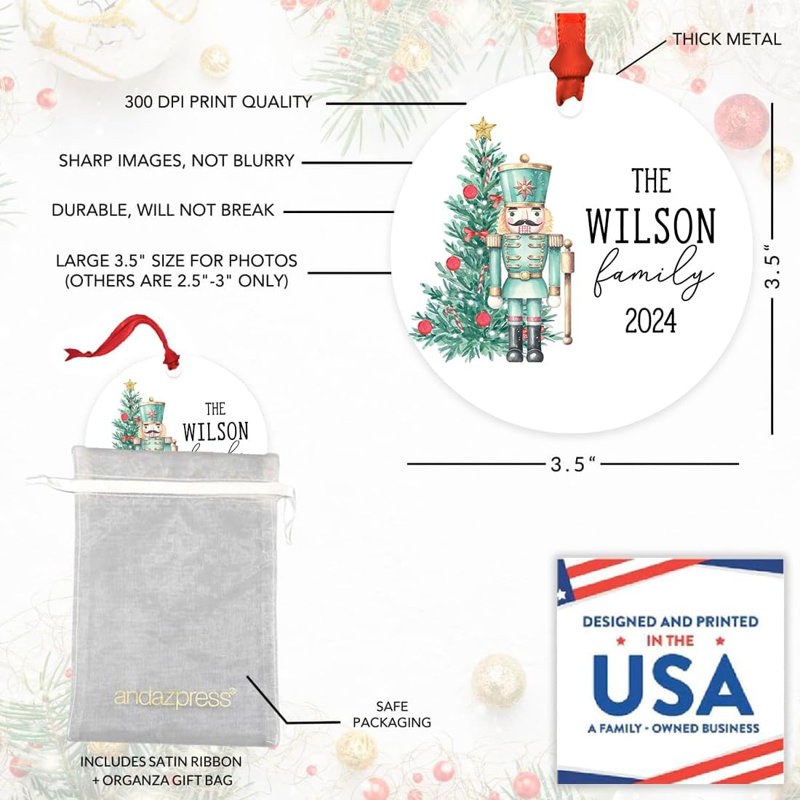Ornement en métal casse-noisette personnalisé avec arbre de Noël, Oui