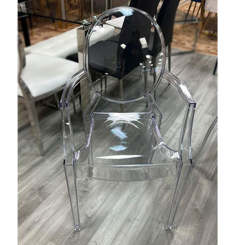  Chaise d'appoint empilable à dossier très grand King Louis, Transparent, 2