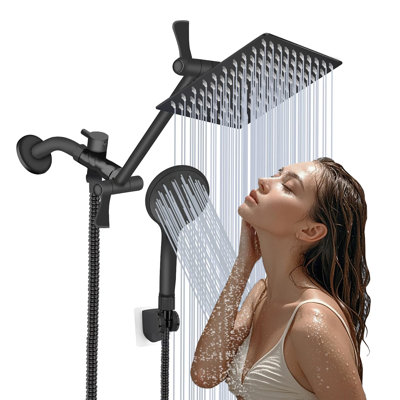 High-Pressure Shower Head Set – Rainfall & Handheld Combo With 11" Adjustable Extension Arm, 9-Spray Settings, Leak-Proof Design