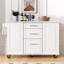 Îlot de cuisine 50,7 po avec 5 roulettes, abattant, 2 tiroirs, armoire de rangement et poubelle coulissante-698873824