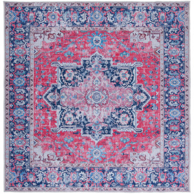 Ferrigno Oriental Cotton Red/Navy Area Rug