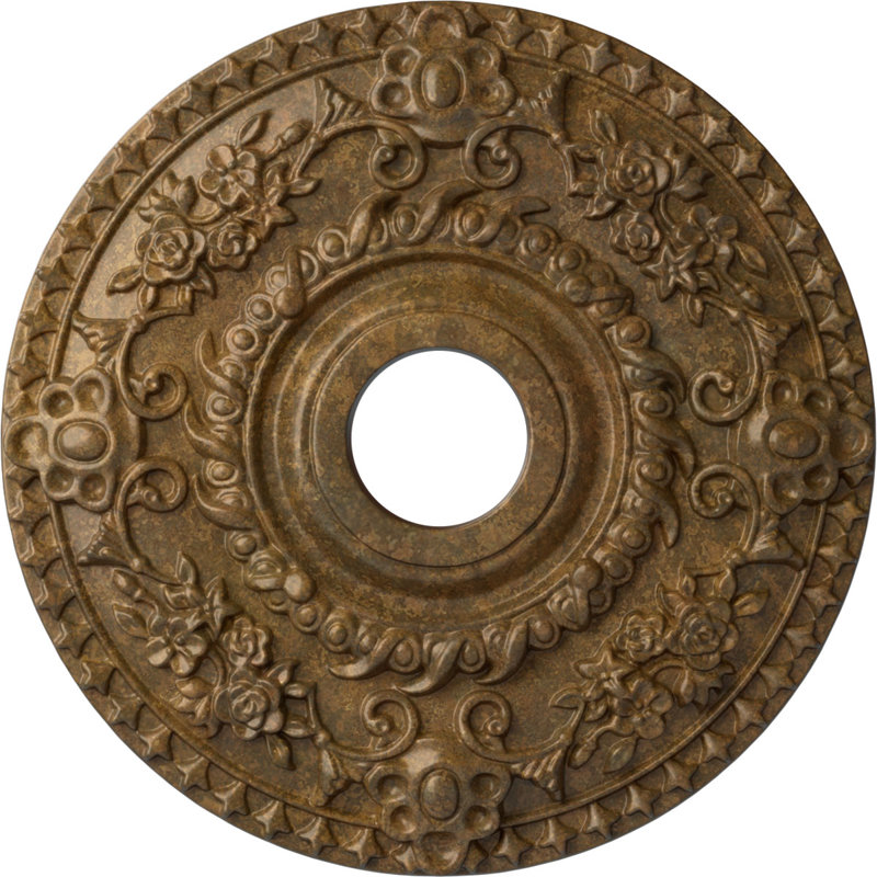 Médaillon de plafond de 18 po x P 3 po x P 1 1/2 po (convient aux auvents jusqu'à 7 1/4 po), Bronze huilé