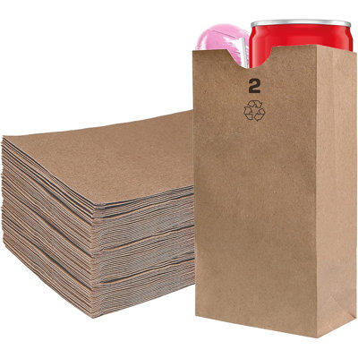 Sacs en papier kraft brun Ecoqualité de 2 lb, capacité de 2 lb, pour les collations, les repas et la marchandise (200)