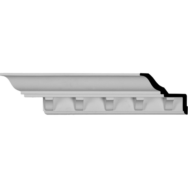 Wide Spaced Dentil White Polyurethane Crown Moulding
