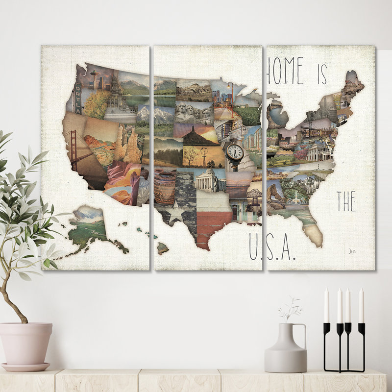 « instastates monuments map », impression à multiples images sur toile, H 40 po x l 60 po x P 1 po