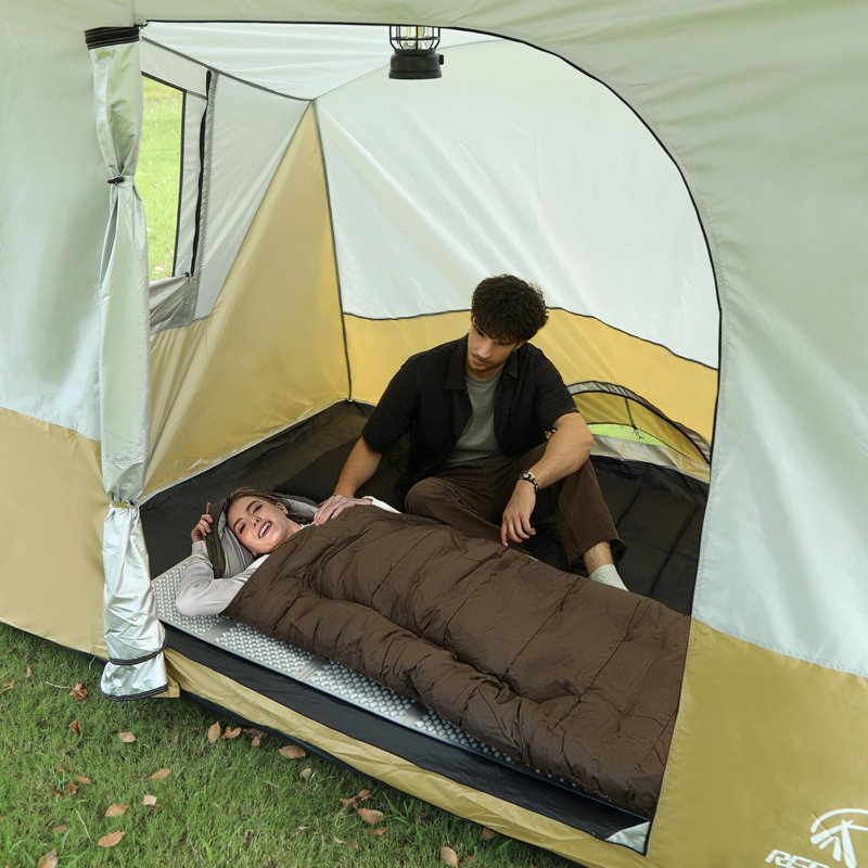 Tente de camping latérale pour auvent escamotable, fixation de tente de camping résistante à l'eau facile à installer pour auvent de 10 pi de largeur, pour 2 personnes, kaki (structure / abri non inclus)