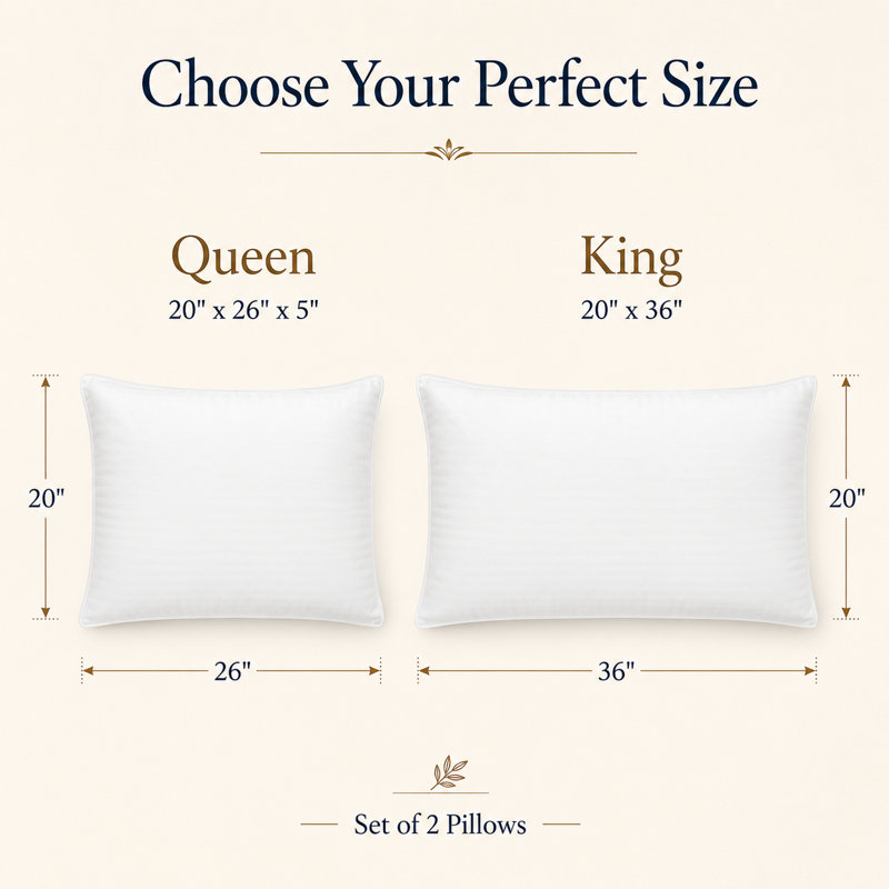 Oreiller en plumes et duvet d'oie blanche avec coquille 100% coton, Grand: 20 po x 26 po