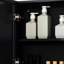 Armoire de salle de bain avec portes doubles et tablettes robustes en noir