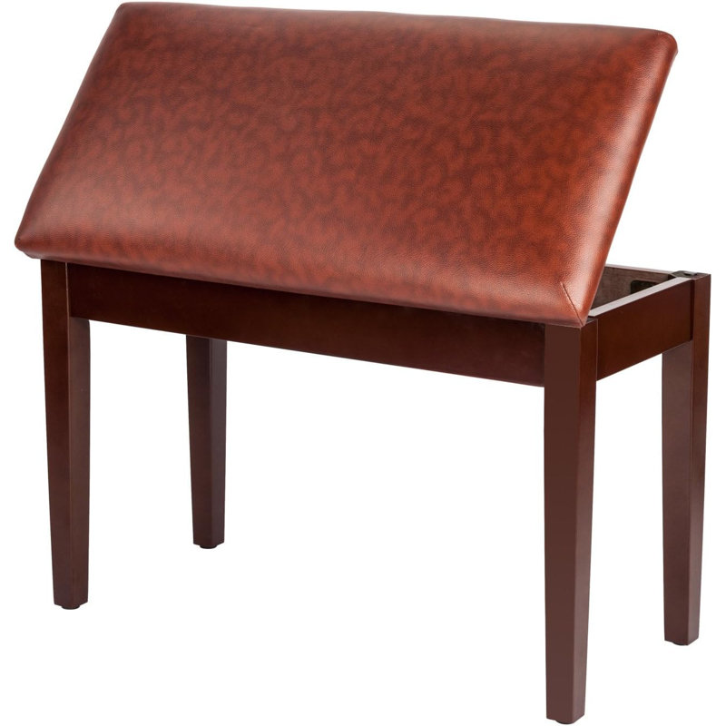 Banc de piano avec dessus en cuir avec rangement, 29,5 po x 13,8 po x 19 po, Brun