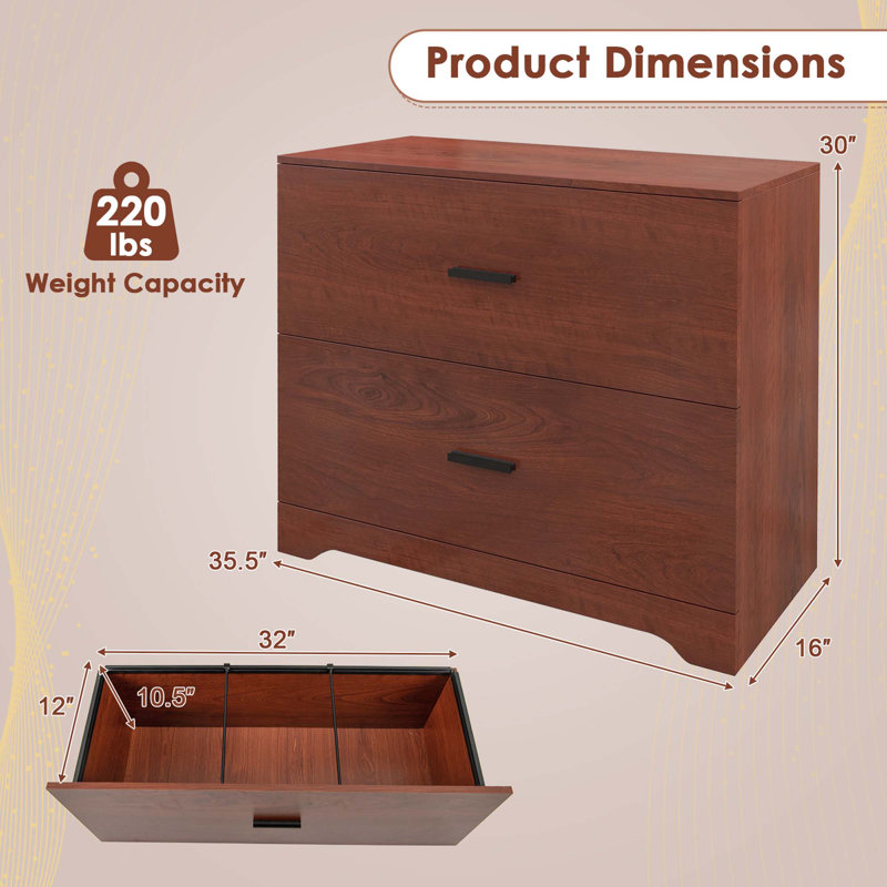 Bertenshaw 35.5'' Wide 2 -Drawer File Cabinet, Walnut