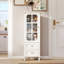 Minimalisme Buffet avec portes en verre et double tiroir, armoire de rangement moderne en bois pour le salon, le vestibule, le couloir d'entrée-489281698