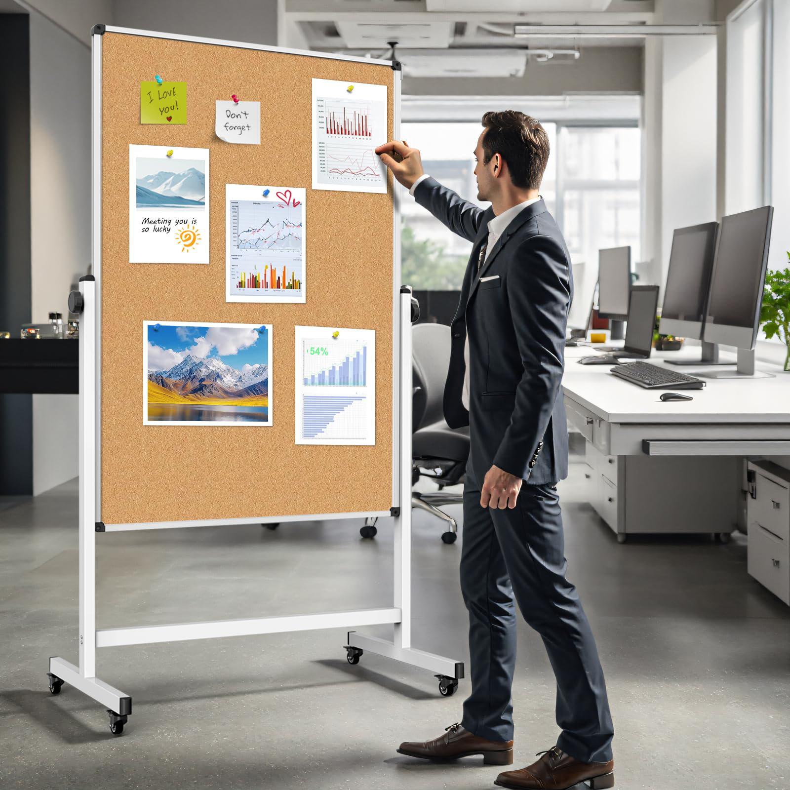 Large Magnetic Whiteboard With Stand Huge 72 X 48 Inch Mobile Magnetic Whiteboard On Wheels - Double-Sided Dry Erase Board With Stand For Office, Classroom Or Home Office School Presentation Board - View #5