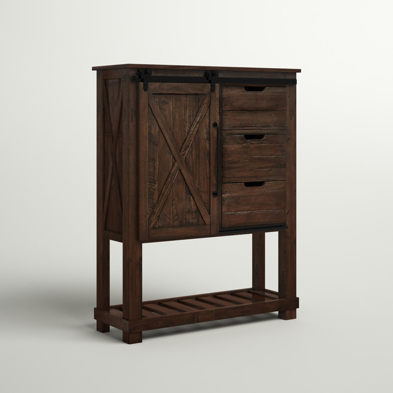 Commode 3 tiroirs Carney, Bois d’œuvre rustique
