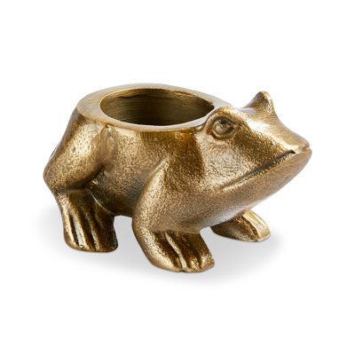 Garden Frog Tealight Gold Aluminum Everyday