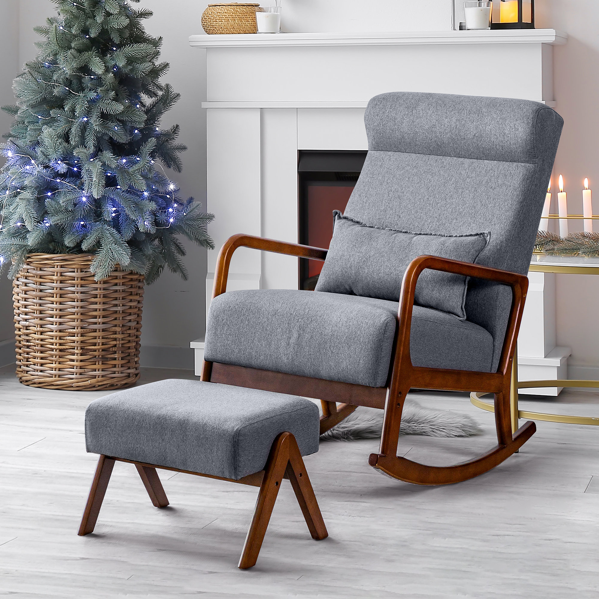 Reclining rocking cheap chair with ottoman