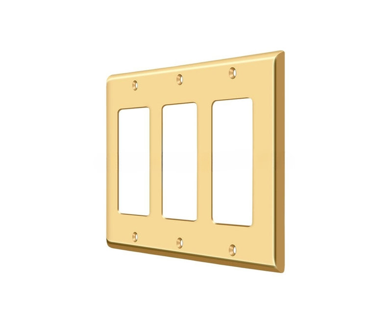 Deltana SWP4740U5 Switch Plate; Triple Rocker; Antique Brass Finish, Brass