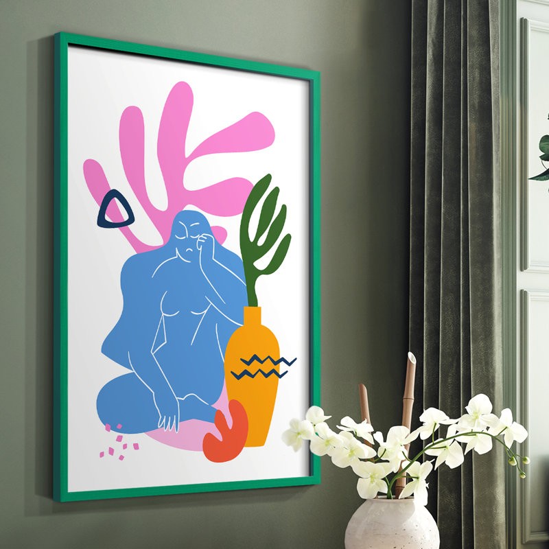 Matisse CDLII Framed Print - Solid Wood, Green Single Picture Framed, 10" H x 8" W