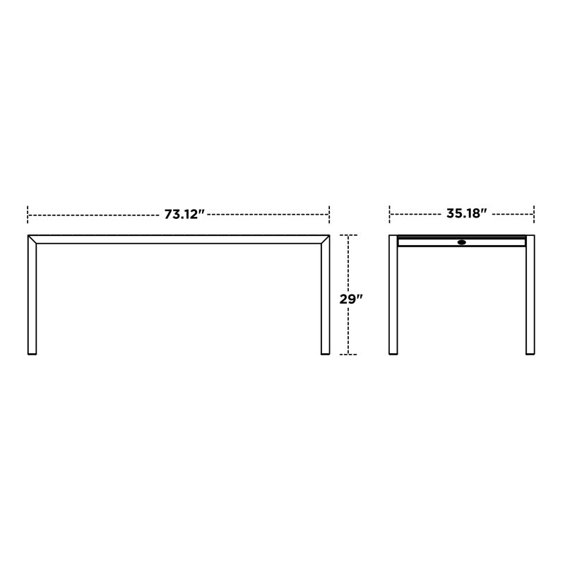 Table de salle à manger POLYWOOD MOD 36 po x 73 po, Acajou, Noir texturé