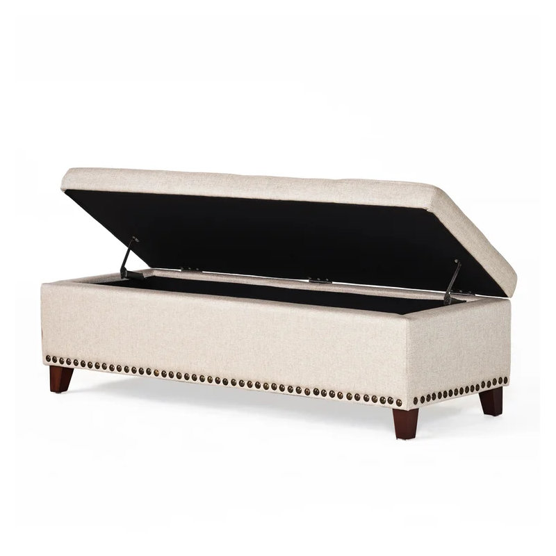 Bluford Upholstered Storage Bench, Beige/Brown