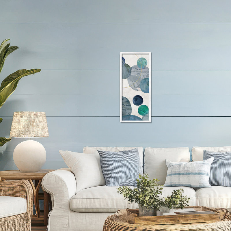 Giclée encadrée de cercles de tons froids pâle, design par Jacob Q, H 24 po x l 10 po