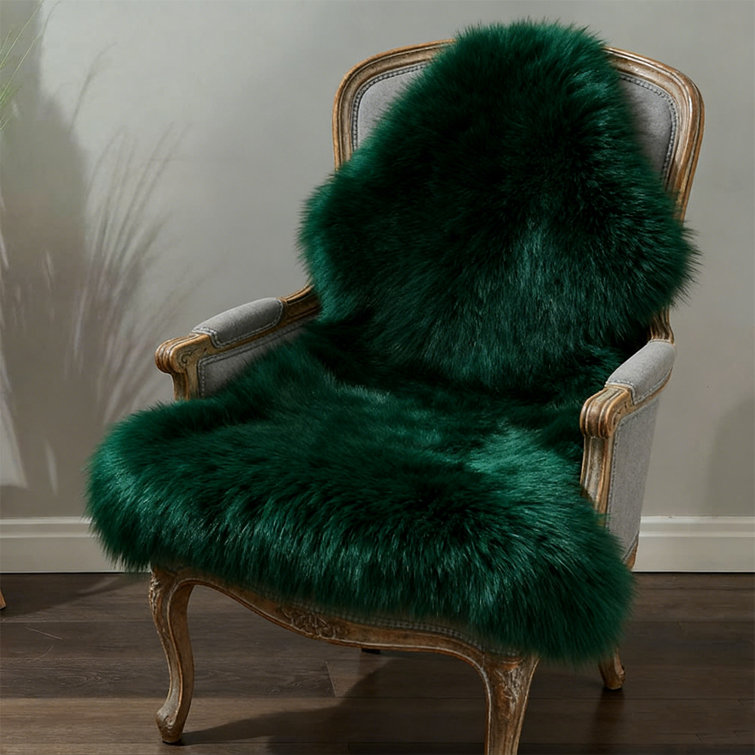 Cozy Thick Green Faux Sheepskin Area Rug