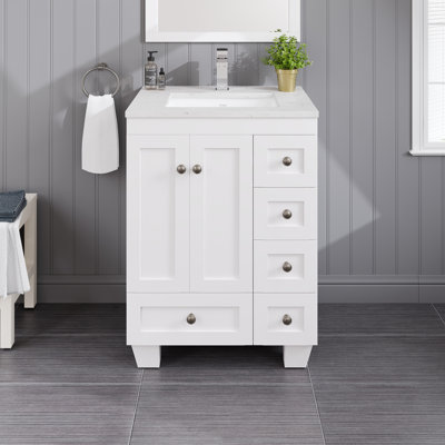 Yena 24"W x 22"D Bathroom Vanity with Undermount Porcelain Sink