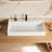 Solid Surface Wall Mount Rectangle Matte White Vessel Sink with Faucet Hole