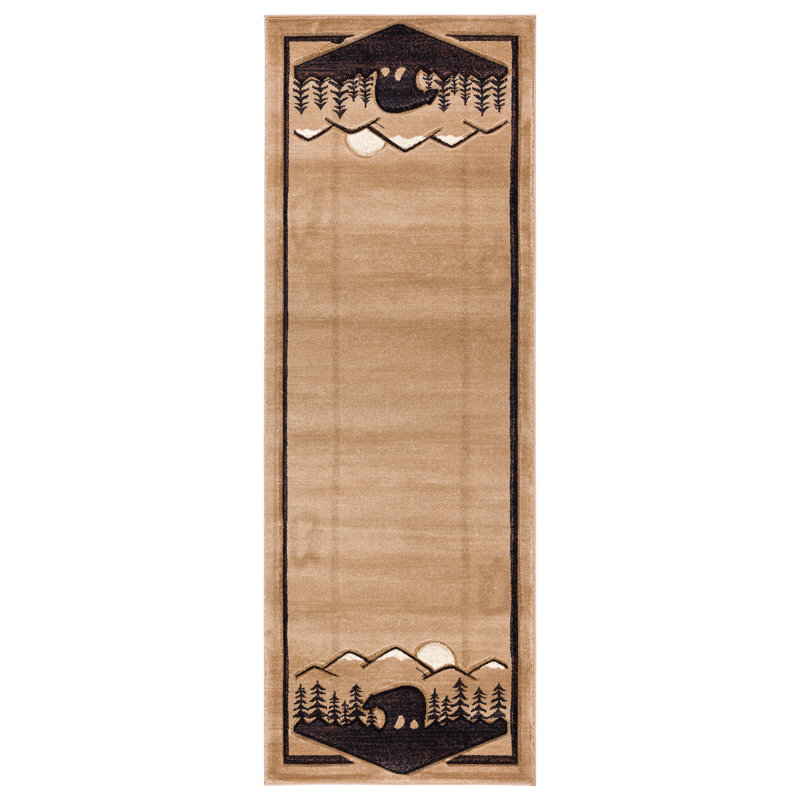 Tapis beige / brun Étienne, Tapis de passage : 2 pi 7 po x 7 pi 4 po
