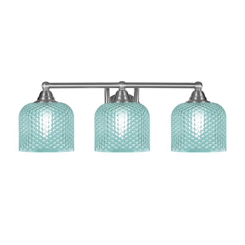Barre d'éclairage de salle de bain 3 lumières Allexus, H 7,5 po x l 22,75 po x P 8 po, Nickel brossé, Trois lumières