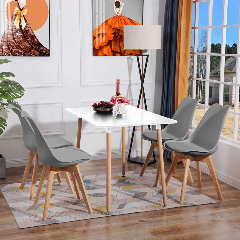 Giordano 4 - Person Dining Set, Grey, White