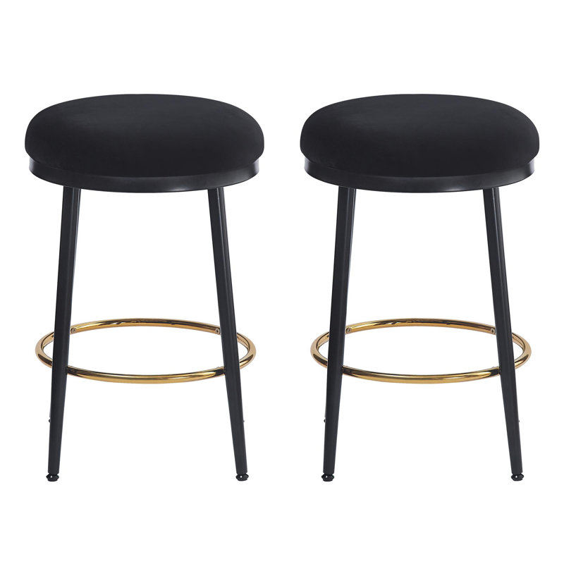 Ensemble de 2 tabourets de comptoir modernes, Noir