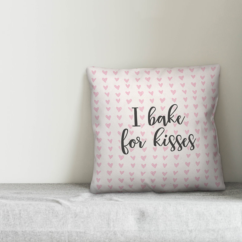  Coussin décoratif «I Bake for Kisses in Hearts», Coussin décoratif