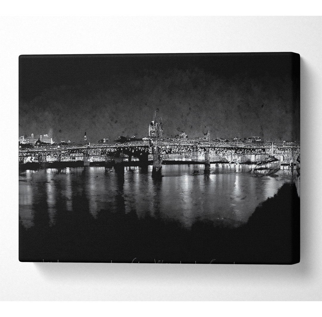 London Thames B N W Nights - Leinwanddrucke auf Leinwand