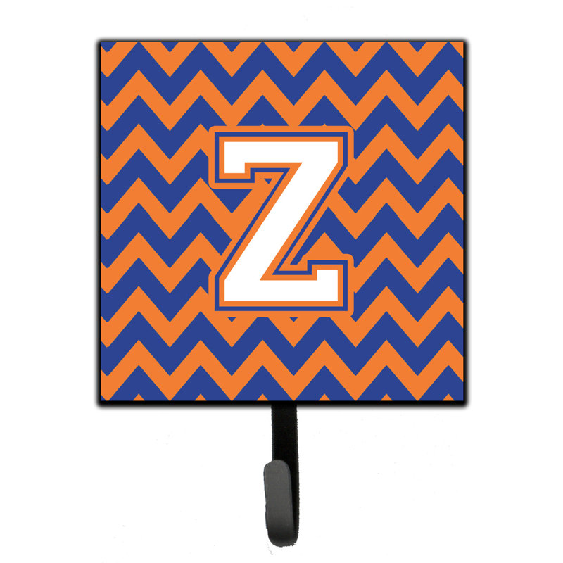 Organisateur de clés à motif de chevrons à motif de lettre avec c, Bleu / Orange