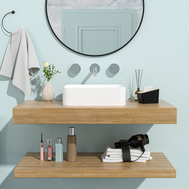 19"X15" White Ceramic Rectangular Vessel Bathroom Sink