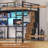 Full Size Loft Bed with L-Shaped Desk & 5 Drawers - Space Saving Loft Bed with LED Lights, Charging Station, Shelves, Clothes Rail for Home Office, Dorm Room, Black-1155680558