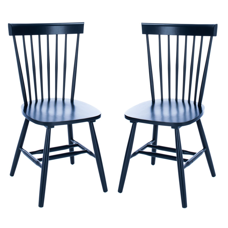 Navy Oak Windsor Back Solid Wood Side Chair Set