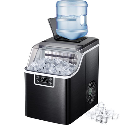 COWSAR 44 Lb. Daily Production  Cubic Ice Countertop Ice Maker,Stainless Steel, Self-Cleaning, Chewable,Adjustable thickness, Timer