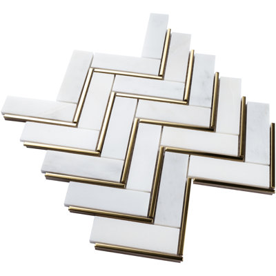 Natural Bianco 1" x 3" Marble Chevron Mosaic Wall Tile