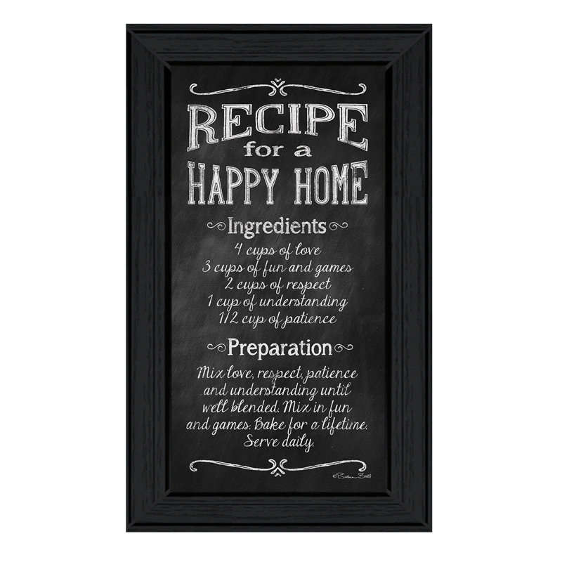 «Recipe For A Happy Home» par Susan Ball, reproduction encadrée prête à être accrochée
