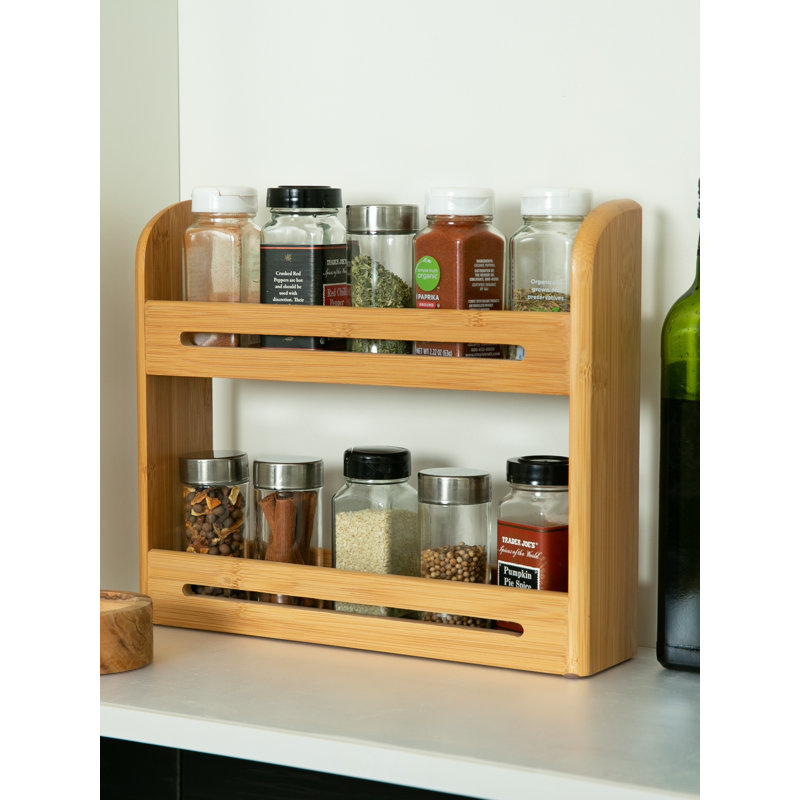 Unfinished Bamboo 2-Shelf Wall Mounted Spice Rack