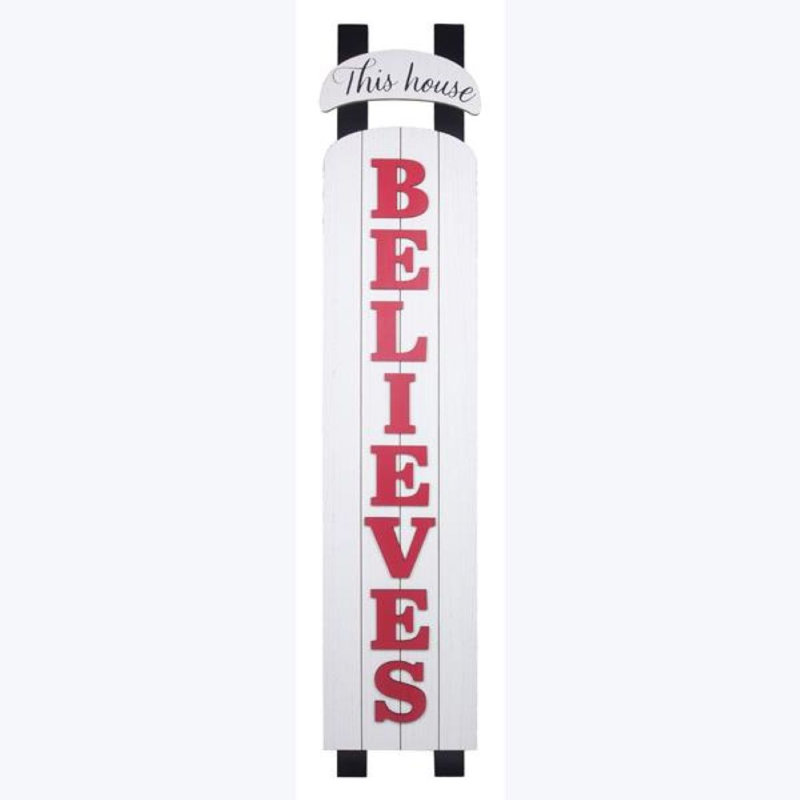 Wood Red And White North Pole Sled Shaped Door Leaner