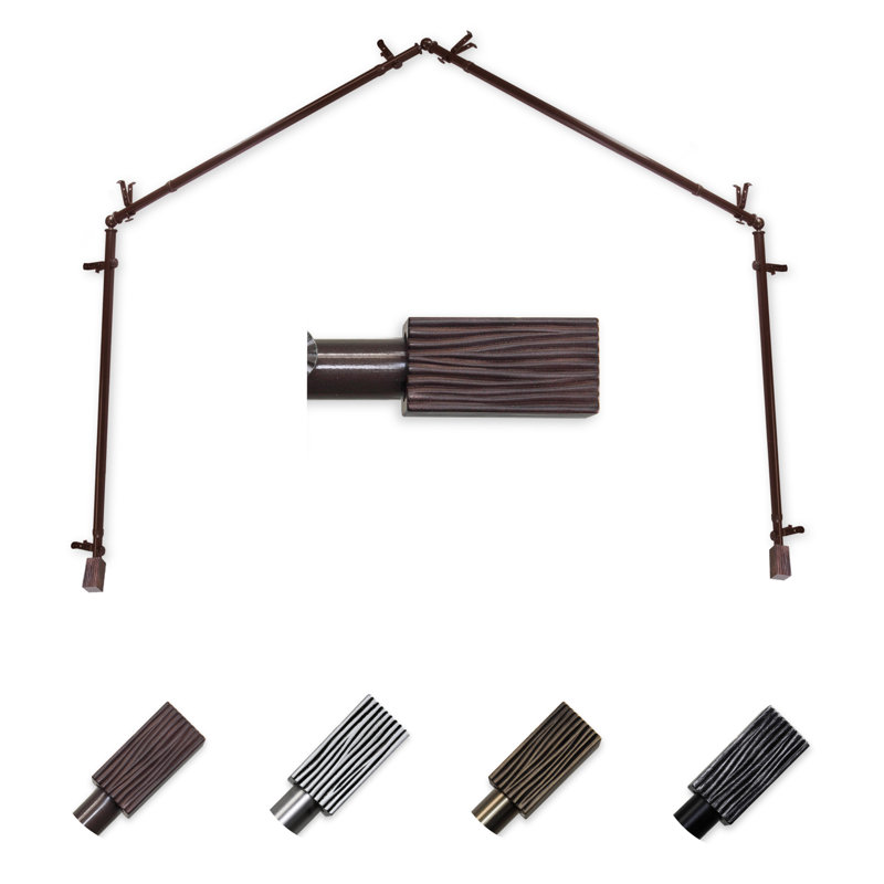 Tringle à rideaux simple réglable de 28 à 48 po Hazel, Cacao, 18 po à 28 po (chaque côté)