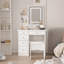 White Vanity Set with LED Mirror, Cushioned Stool, 5 Drawers & 6 Shelves for Bedroom