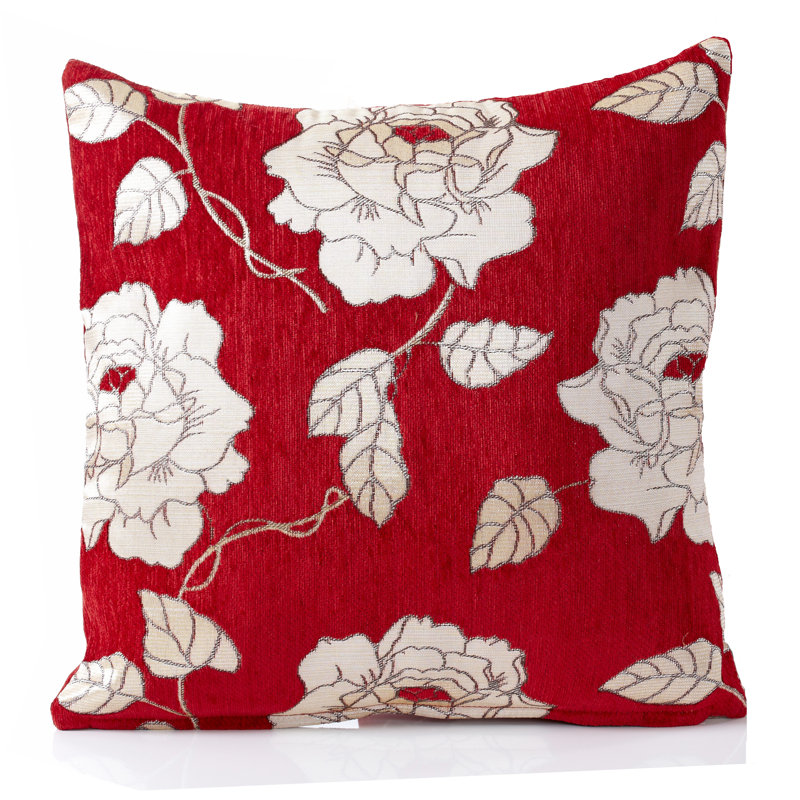 Piedmt Floral Square Throw Cushion, 55cm H x 55cm W, Red