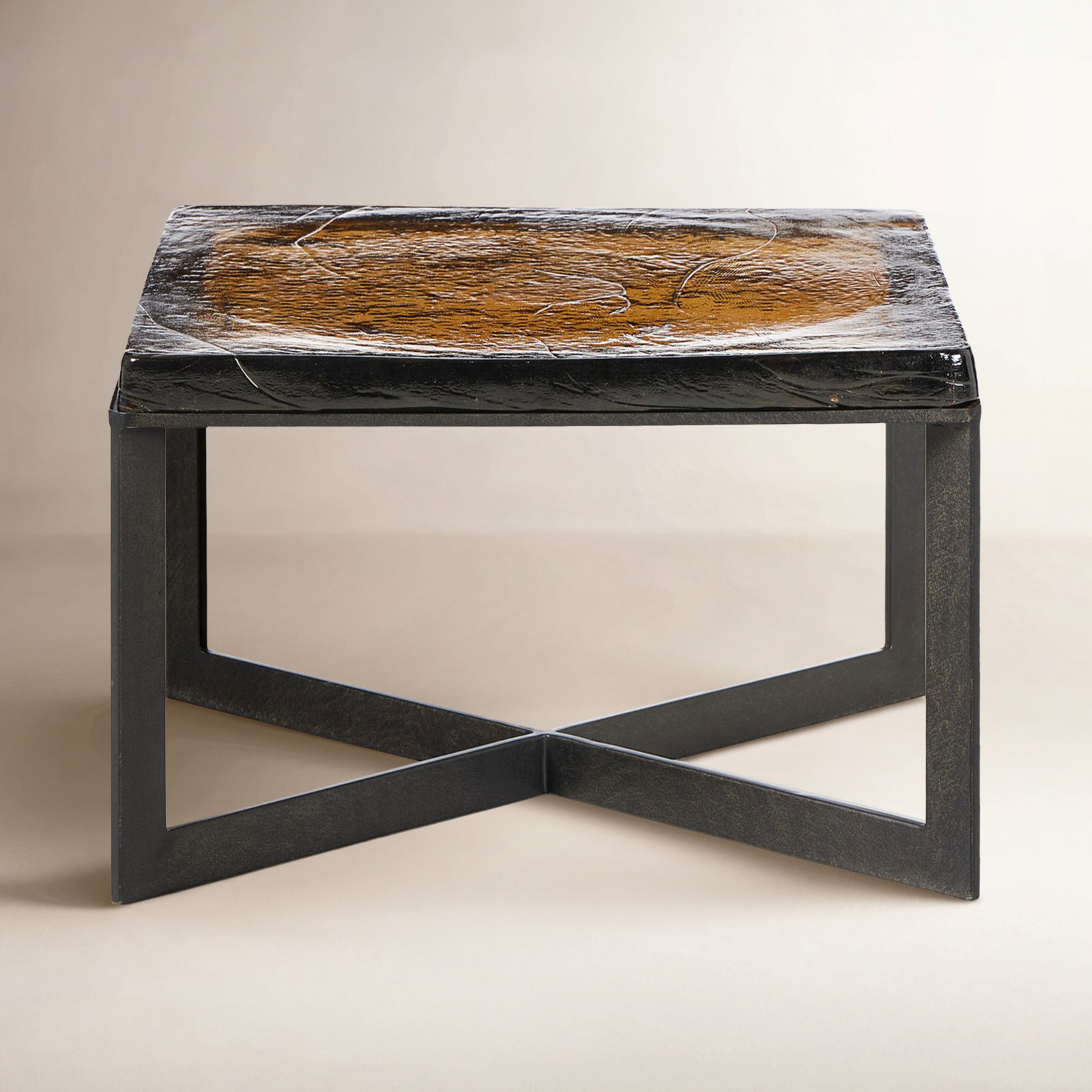 Angier 25" Coffee Table, Amber Cast Glass
